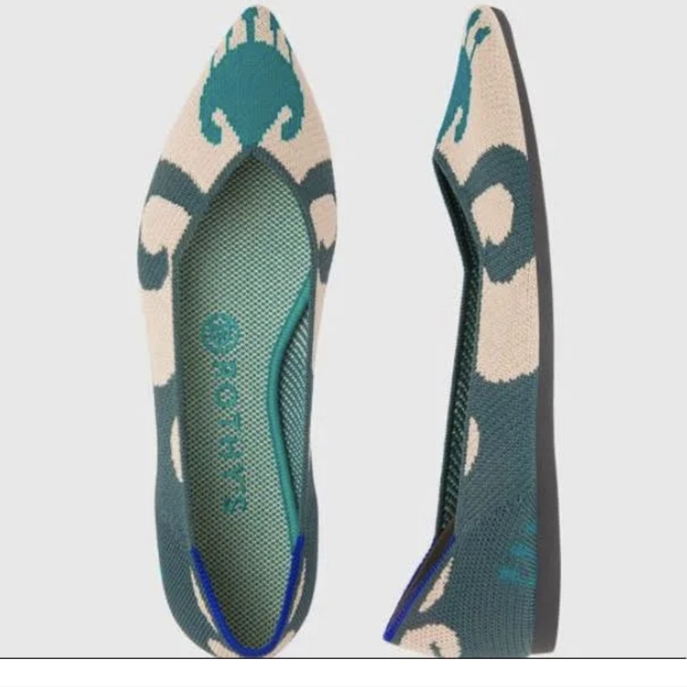ROTHY'S Moroccan Green Point Flats Sz.7.5 New